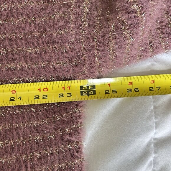 NWT Liz Claiborne Womens Medium Purple Pullover Knit Sweater Sparkly Metallic - Picture 4 of 8